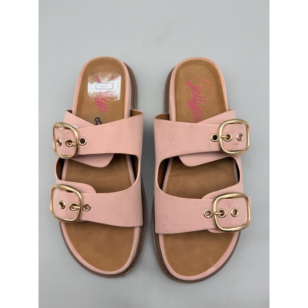 Jellypop Buddy Pink Double Buckle Slide Sandals Womens Size 8 Comfort Casual